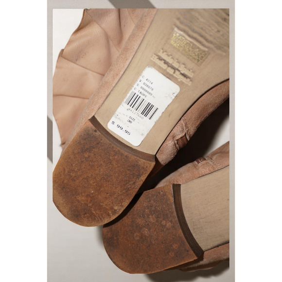 Anthropologie Camel Suede Ruffle Booties – Women’s Size 38 | Boho Western Ankle - Picture 7 of 11